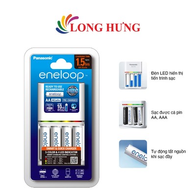 Bộ sạc pin Panasonic Eneloop AA 2000mAh K-KJ55MC40V2 (4 viên)	- Hàng chính hãng