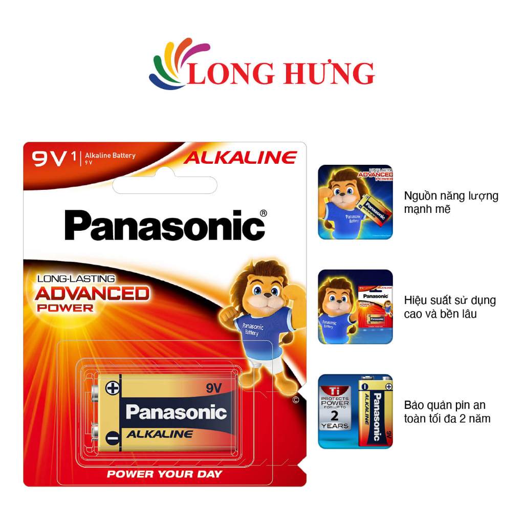 Pin kiềm Panasonic Alkaline 9V 6LR61T/1B-V (1 viên/5 viên) - Hàng chính hãng