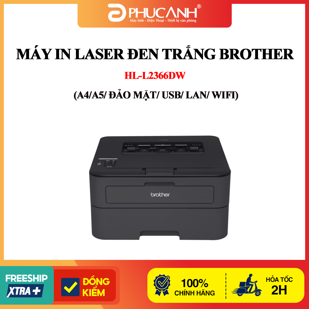 Máy in laser đen trắng Brother HL-L2366DW (A4/A5/ Đảo mặt/ USB/ LAN/ WIFI)