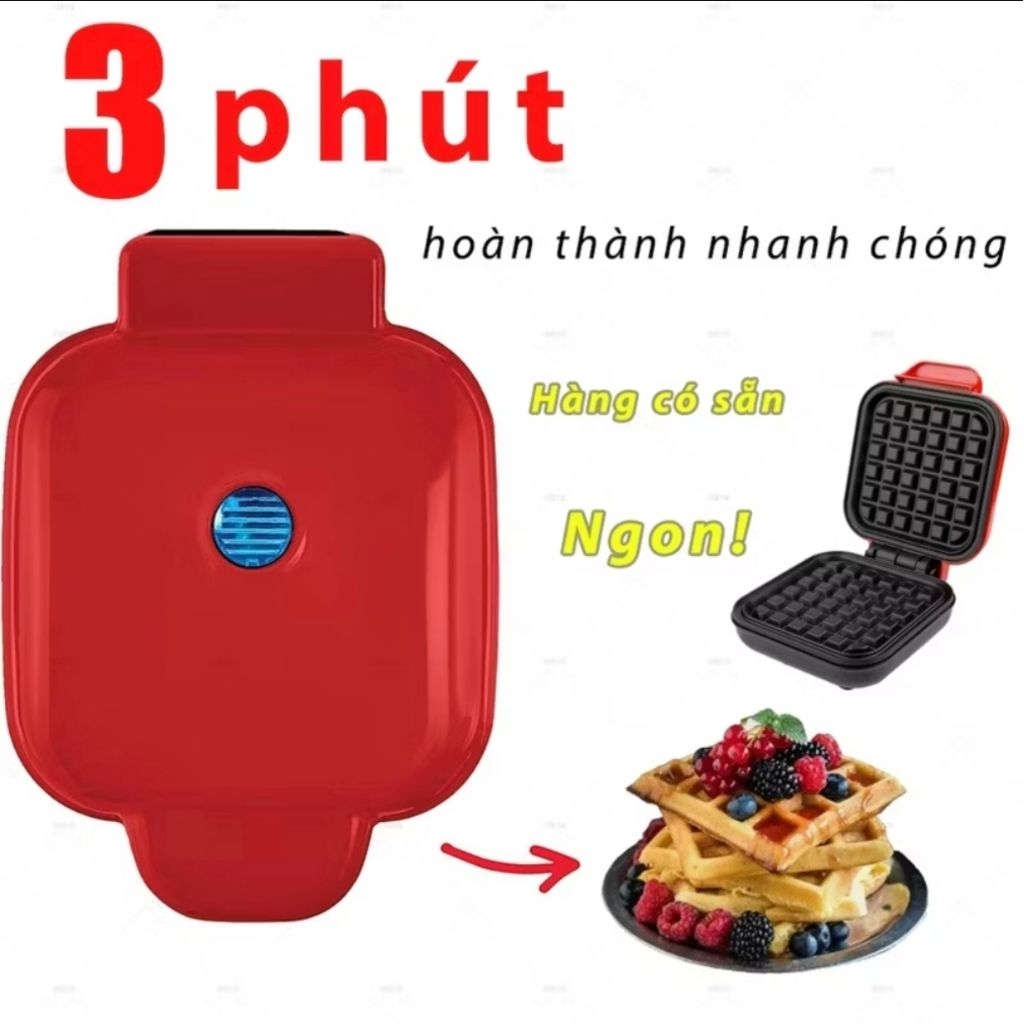 MÁY LÀM BÁNH WAFFEL quế, bánh tổ ong, Beilu bánh kẹp khuôn vuông 350w