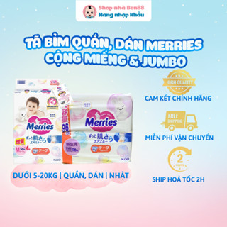  Tã  Bỉm Merries Nội Địa Nhật  Dán Quần  Mẫu Mới Jumbo Cộng Miếng  Đủ Size NB  S  M  L  XL  XXL  
