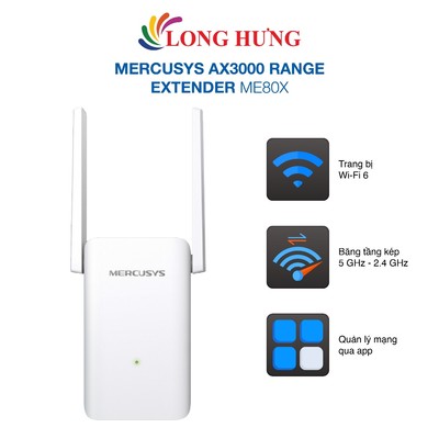 Bộ mở rộng sóng Wifi Mercusys AX3000 Range Extender ME80X - Hàng chính hãng