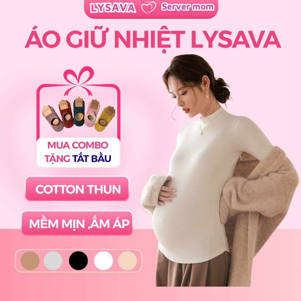 Áo Bầu Giữ Nhiệt Cotton Thun Co Giãn 4 Chiều Mềm Mịn Lysava Thời Trang Thu Đông Cho Mẹ Bầu AB3
