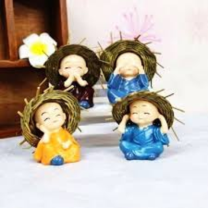 Combo 4 Chú Tiểu đội Nón Rơm // Bộ tượng 4 Chú Tiểu Tứ Không