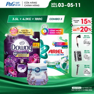  Combo 3 Nước Giặt ARIEL Downy Nắng Sớm 4.1KG Nước Xả Vải DOWNY Huyền Bí 3.5L & Sáp Thơm AMBI PUR 180G Oải Hương 