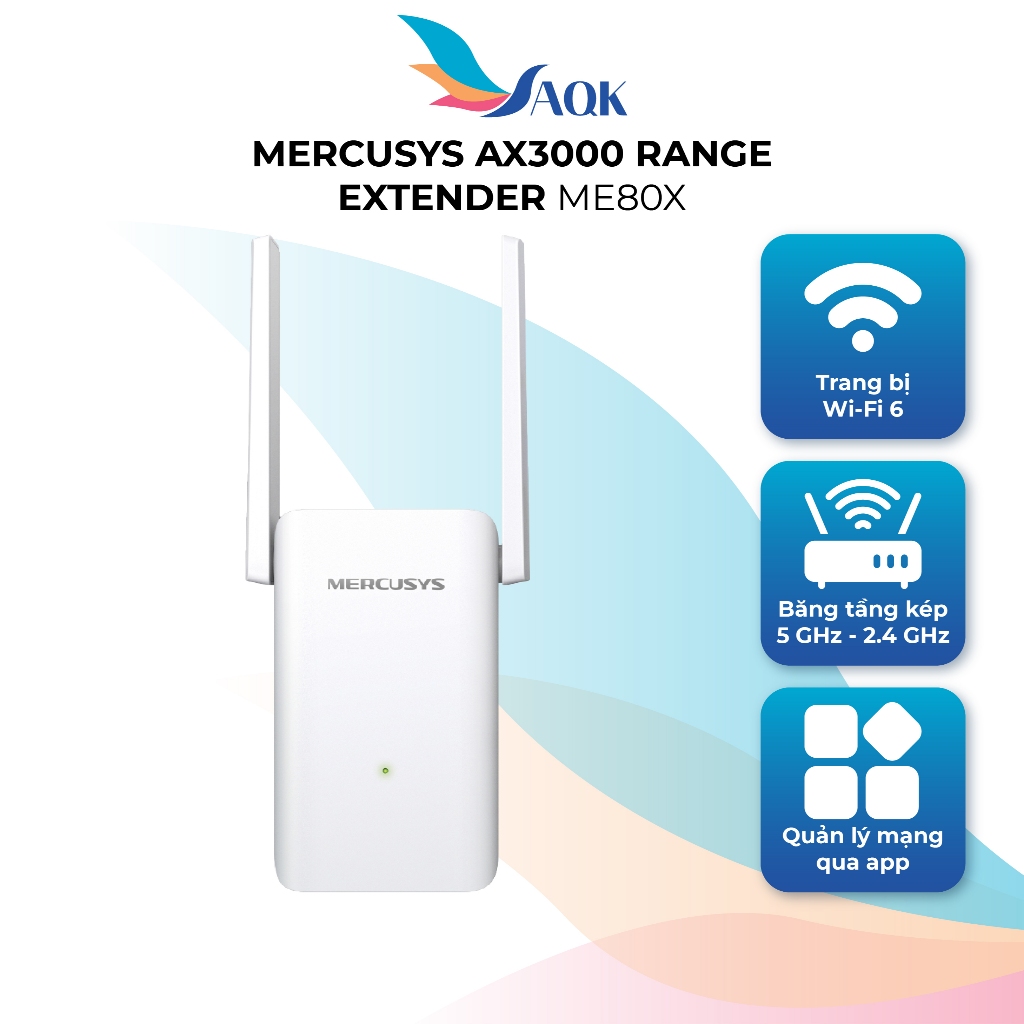 Bộ mở rộng sóng Wifi Mercusys AX3000 Range Extender ME80X - Hàng chính hãng