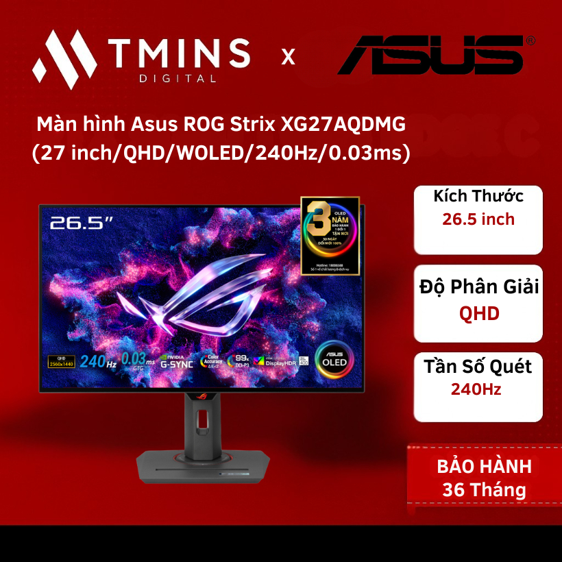 Màn hình Asus ROG Strix XG27AQDMG (27 inch/QHD/WOLED/240Hz/0.03ms) - Hàng chính hãng.