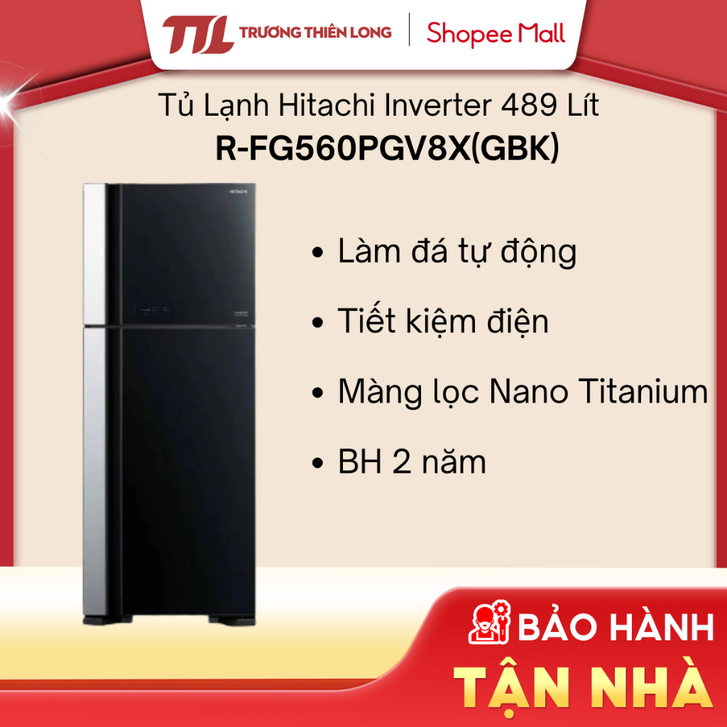 R-FG560PGV8X(GBK) - Tủ Lạnh Hitachi Inverter 489 Lít [FREESHIP HCM]