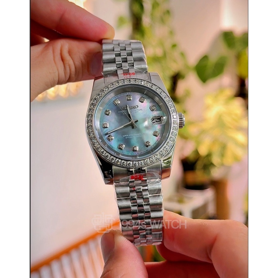 Đồng Hồ Nam Seiko Mod Dayjust Viền Đá, Mặt Xà Cừ SKM-DJ-VD-MOPD