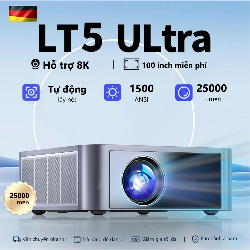 Máy Chiếu Daytime Viewing Pro LT5 Ultra Fintex Max 1500ANSI - Hỗ Trợ Lên Tới 8K - Tự Canh Cứ Nhận Dị