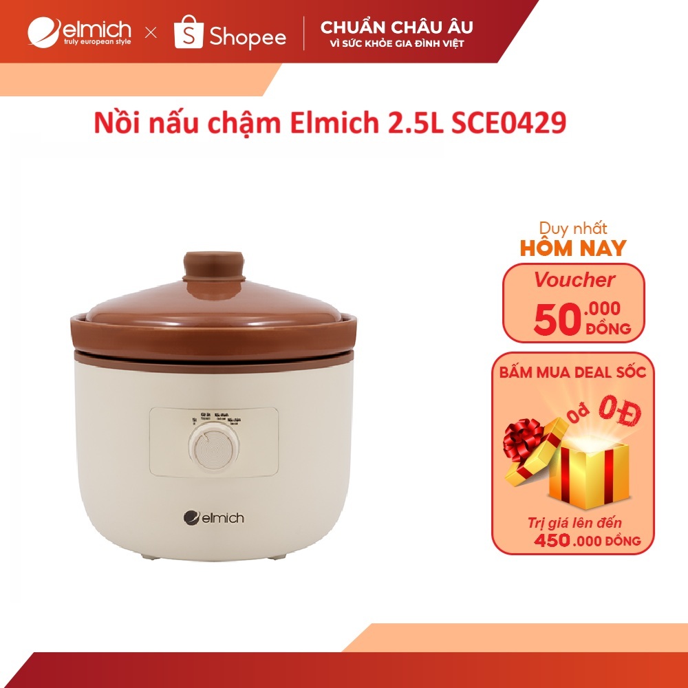 Nồi nấu chậm sứ cao cấp  Elmich 2.5L SCE0429