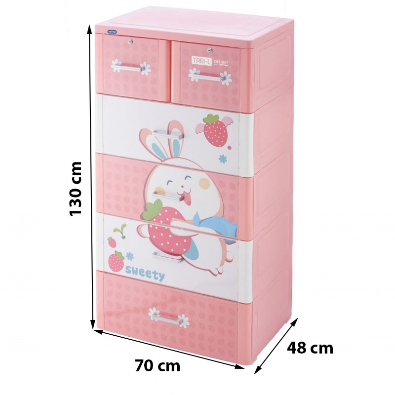 [Hà Nội] Tủ nhựa Duy Tân Tabi L 4 tầng 5 ngăn (màu hồng, Tim hồng)