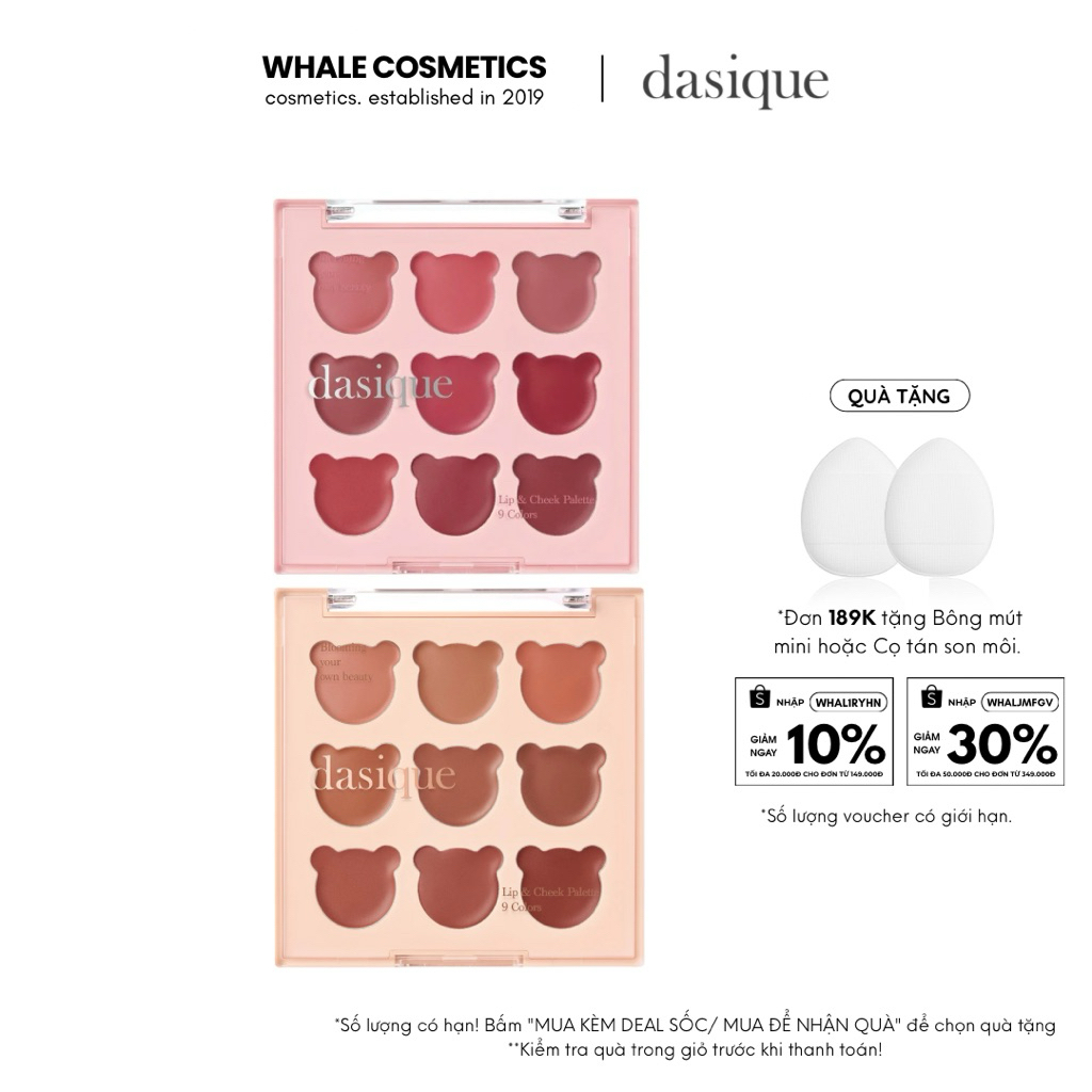 (Dasique) Bảng Son + Má Hồng Dasique Mood Painting Lip & Cheek Palette (6g)