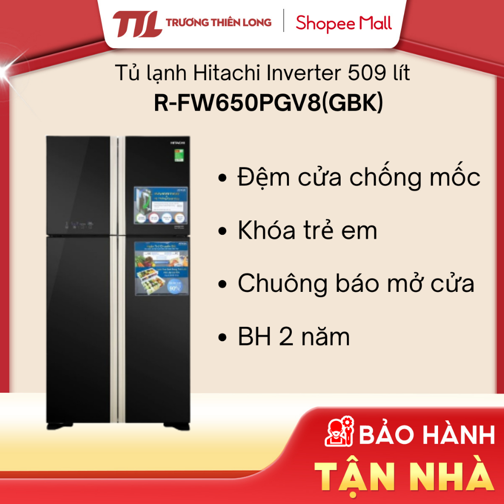 R-FW650PGV8(GBK) - Tủ Lạnh Hitachi Inverter 509 Lít R-FW650PGV8(GBK) [FREESHIP HCM]