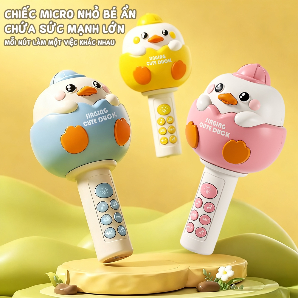 micro vịt dễ thương cho bé thiết bị karaoke mini có đèn led sắc màu đồ chơi âm nhạc cho trẻ em
