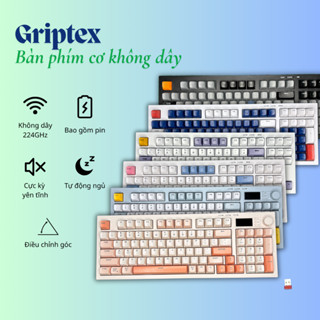  Bàn phím GRIPTEX không dây – Kết nối 3 chế độ – Màn hình LED – Núm xoay – Phím chống ồn – Gõ êm Đèn RGB 15 Hiệu Ứng 