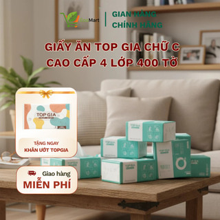 Thùng 20 Gói Giấy Ăn Rút Chữ C Top Gia 4 Lớp Cao Cấp – 400 Tờ/Gói, Siêu Dai, An Toàn, Tiện Lợi