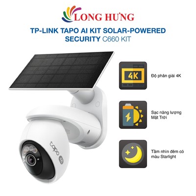 Camera an ninh năng lượng mặt trời TP-Link Tapo AI Kit Solar-Powered Security C660 KIT - Hàng chính hãng