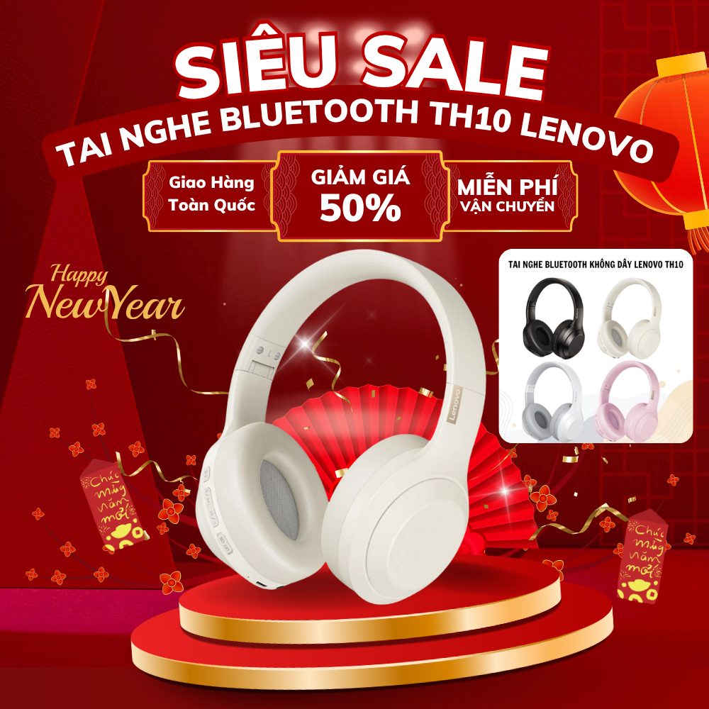 Tai Nghe TH10 Lenovo , Âm Thanh Nổi HiFi Giảm Ồn, Chống Thấm Nước, Có Mic