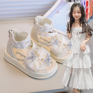 Dép công chúa mới dễ thương cho bé gái tiệc lễ đi biển, thiết kế ngọt ngào có nơ