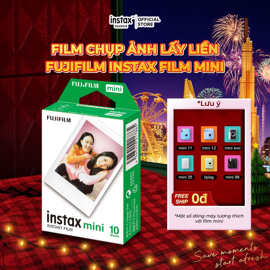 Phim Chụp Ảnh Lấy Liền Fujifilm instax Film Mini Viền Trắng - Dùng Cho instax Mini 12/Mini EVO