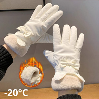  Găng Tay Mùa Đông Lót Lông Không Thấm Nước Màu Trơn Basic Winter Summer Bao Tay Nữ Vải Chống Thấm Giữ Ấm Chạy Xe 