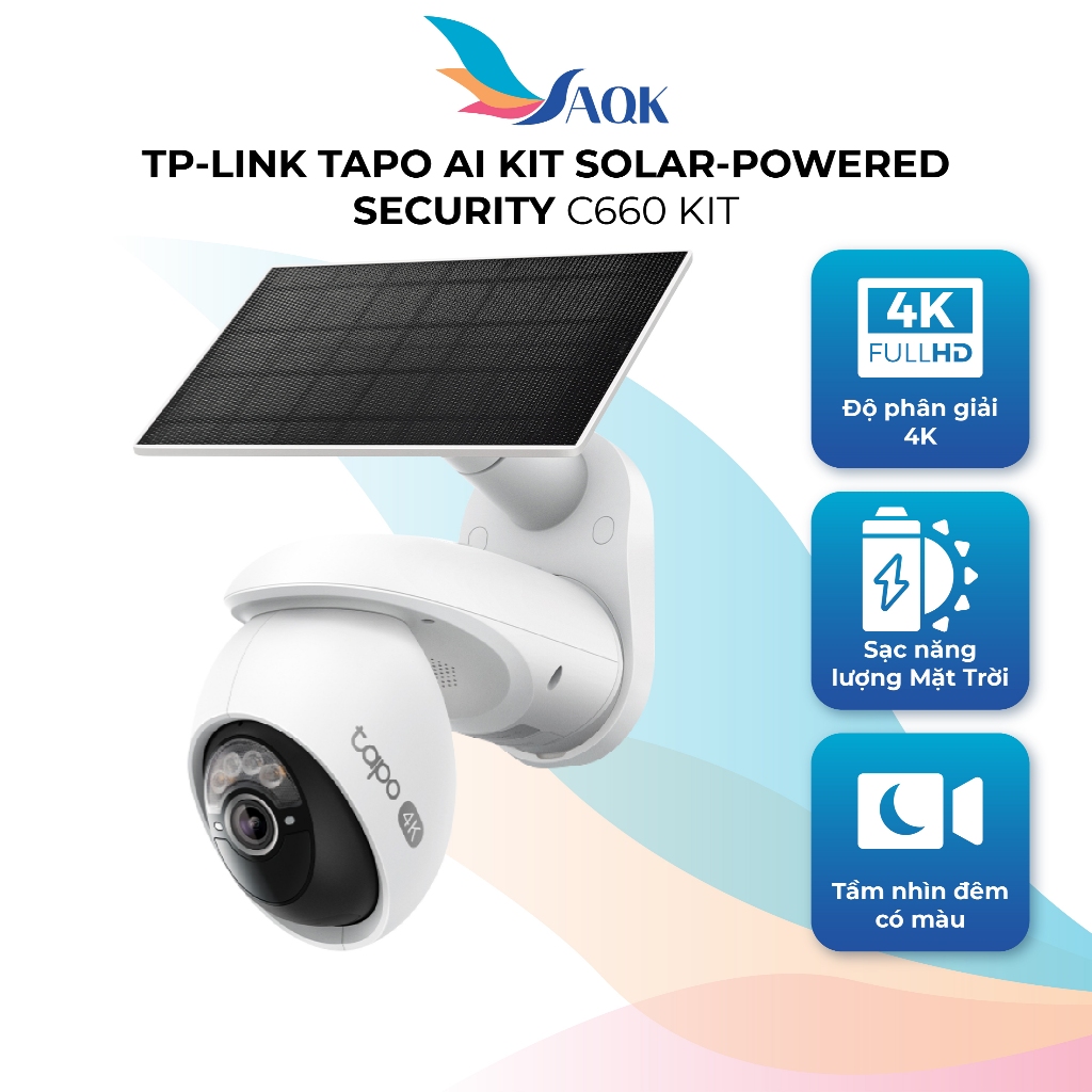 Camera an ninh năng lượng mặt trời TP-Link Tapo AI Kit Solar-Powered Security C660 KIT - Hàng chính 