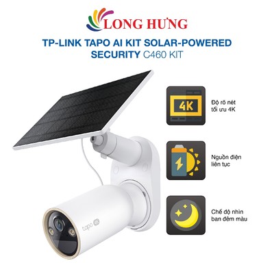Camera an ninh năng lượng mặt trời TP-Link Tapo AI Kit Solar-Powered Security C460 KIT - Hàng chính hãng