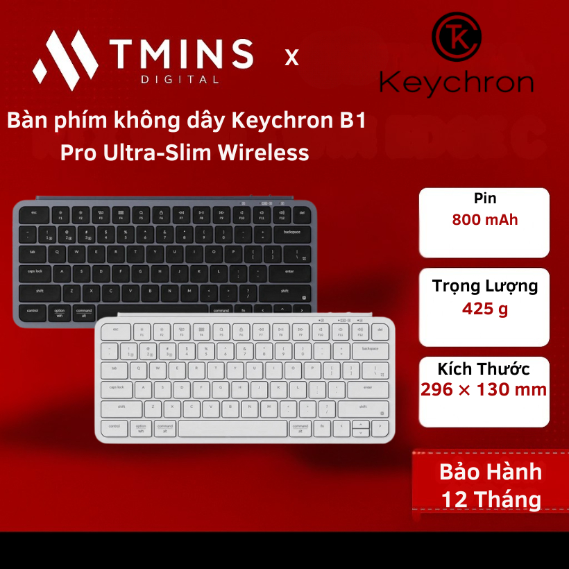 Bàn phím không dây Keychron B1 Pro Ultra-Slim Wireless - Hàng chính hãng