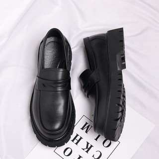 [CAO 7CM] Giày penny loafer thanh lịch, giày lười đốc, đế cao, khâu đế phối màu thời thượng [Đốc MT]