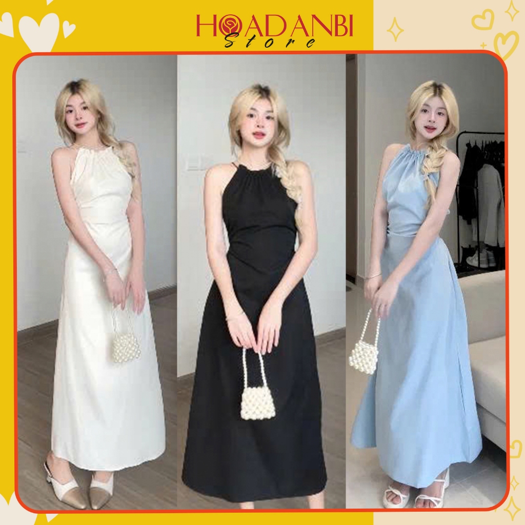 Đầm Maxi Moon Dress Cổ Yếm Khoét Dáng Suông Dài Xếp Ly Tiểu Thư Nữ Tính Đi Chơi Cafe Du lịch