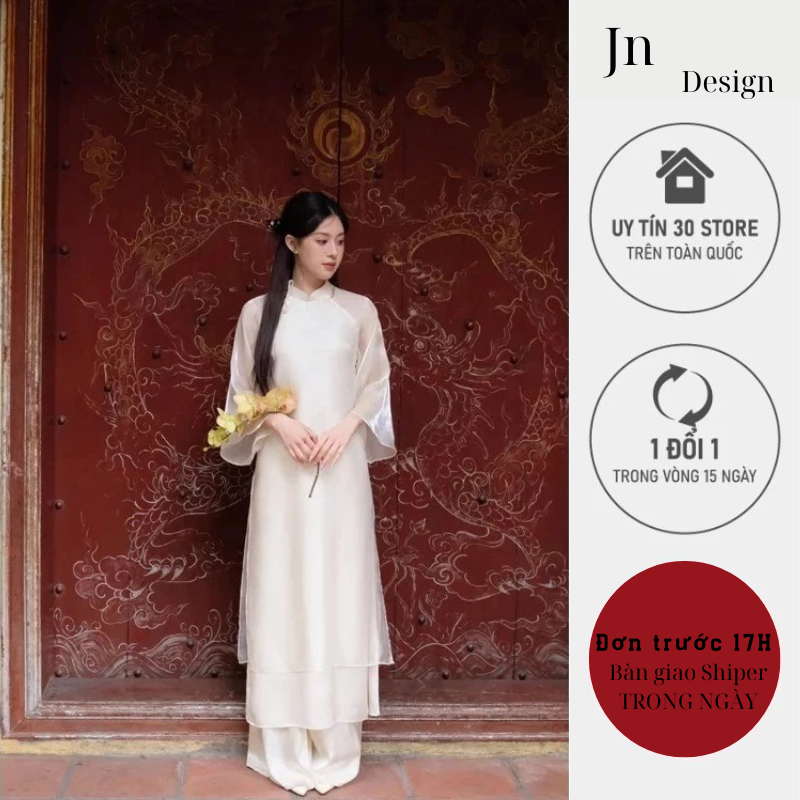Áo dài cách tân nữ, áo dài thiết kế 4 tà sang trọng phù hợp lễ tết chụp ảnh Jn Design J99