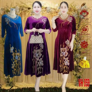 ĐẦM TRUNG NIÊN ÉP ĐÁ DMC VH59 DÁNG LỠ SANG CHẢNH QUÝ PHÁI PHÙ HỢP VỚI TUỔI TRUNG NIÊN, MẶC SANG TRỌNG GIÀNH CHO BUỔITIÊC