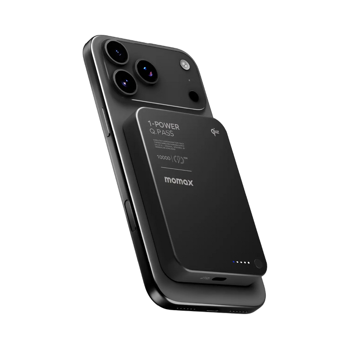 Pin dự phòng Momax 1-Power Q.Pass Qi2 Magnetic Wireless Power Bank 10000mAh  (IP136Q2) Chuẩn CCC