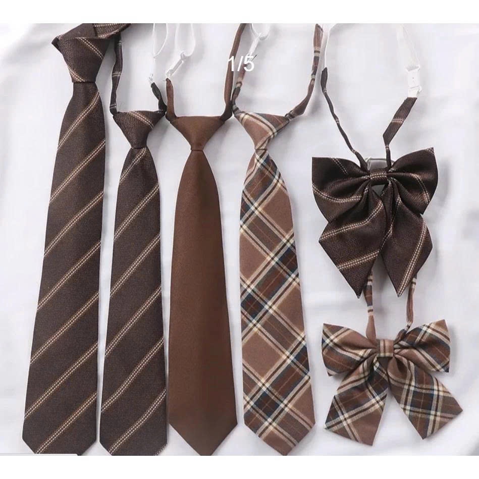 Cà Vạt Nâu DK Áo Nam Sinh Viên Đại Học Phong Cách Cà Phê Sọc Retro Jk Cà Vạt Nơ