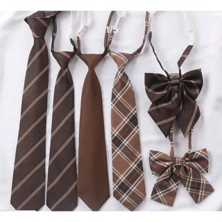 Cà Vạt Nâu DK Áo Nam Sinh Viên Đại Học Phong Cách Cà Phê Sọc Retro Jk Cà Vạt Nơ
