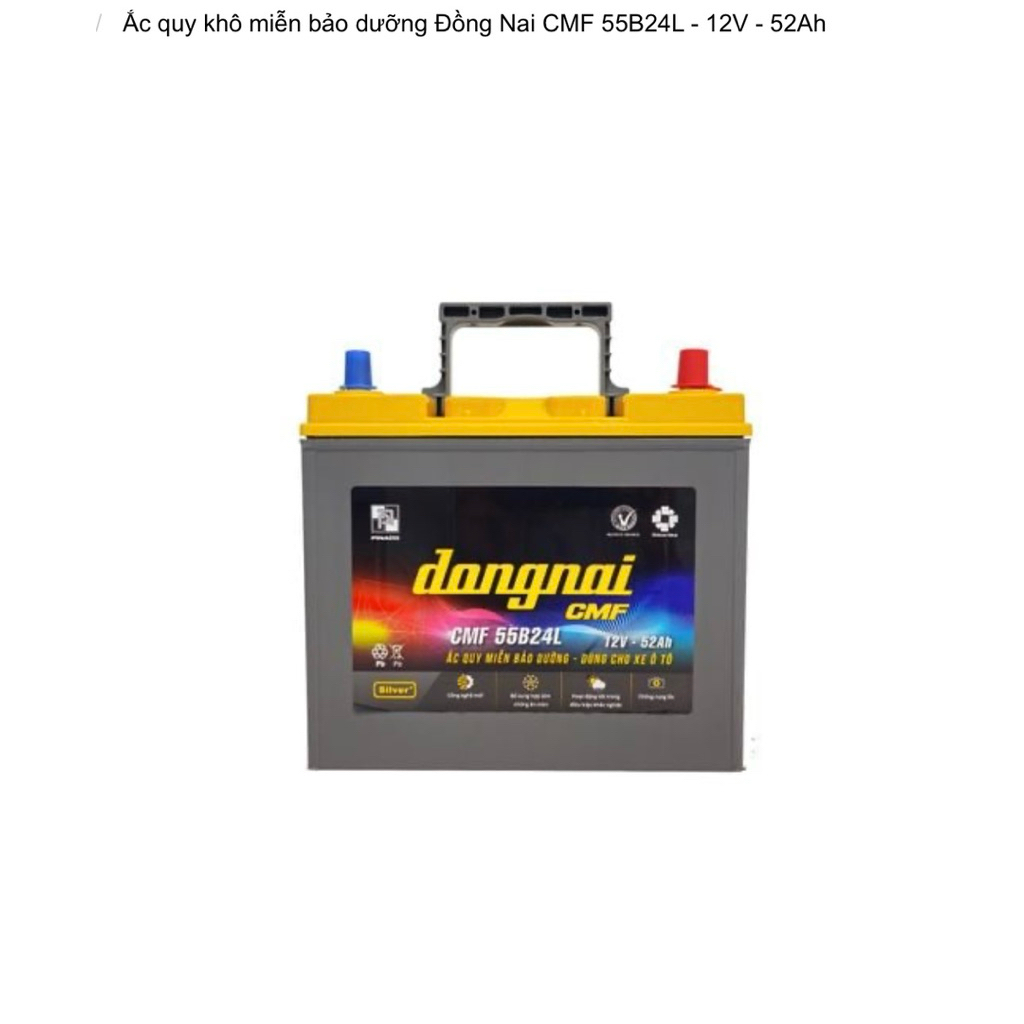 Bình ắc quy 12v khô đồng nai CMF 55B24L 52ah (cọc nhỏ)