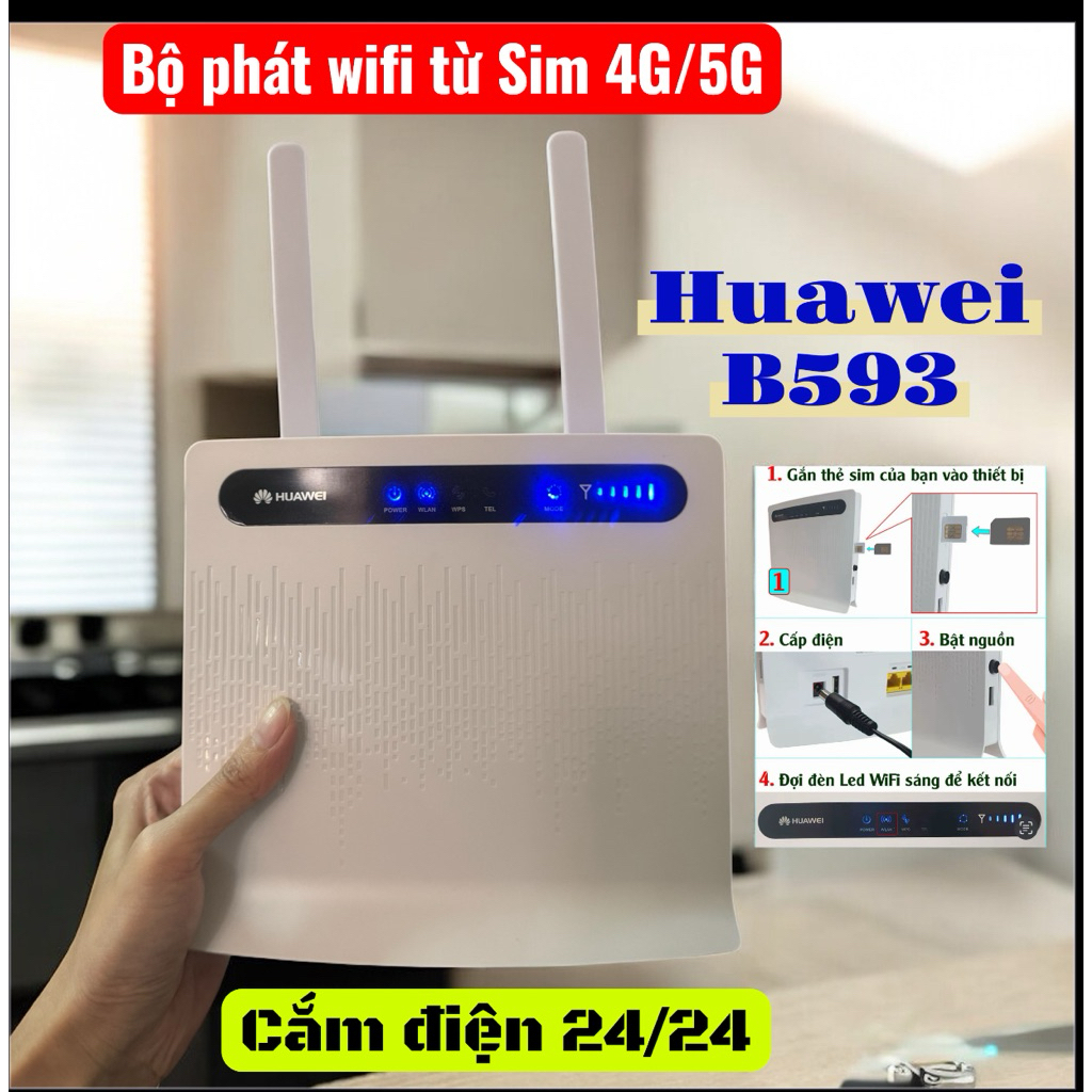 Phát wifi từ Sim 3G/4G Huawei B593 ( hàng mới)