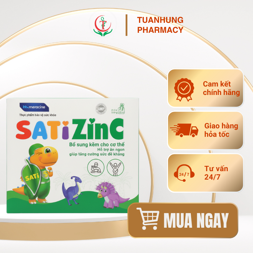 Dung Dịch Uống SatiZinc – Bổ Sung Kẽm, Magie, Vitamin B6, B12 Hỗ Trợ Ăn Ngon, Tăng Cường Sức Đề Khán