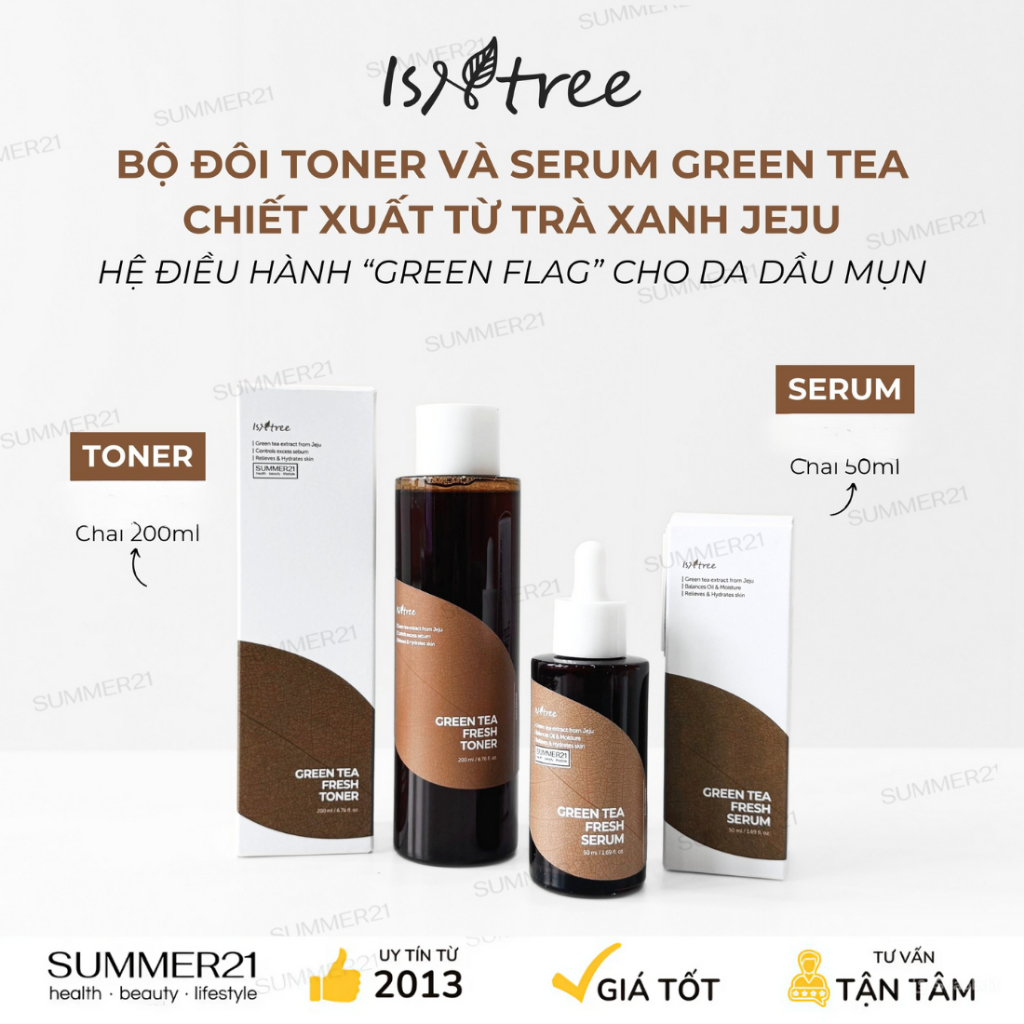 Bộ sản phẩm trà xanh ISNTREE GREEN TEA FRESH