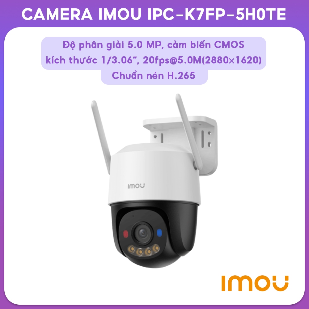 Camera IMOU ngoài trời IPC-K7FP-5H0TE Cruiser SC 4G 5MP chế độ ngày đêm, chống ngược ánh sáng. Bảo H