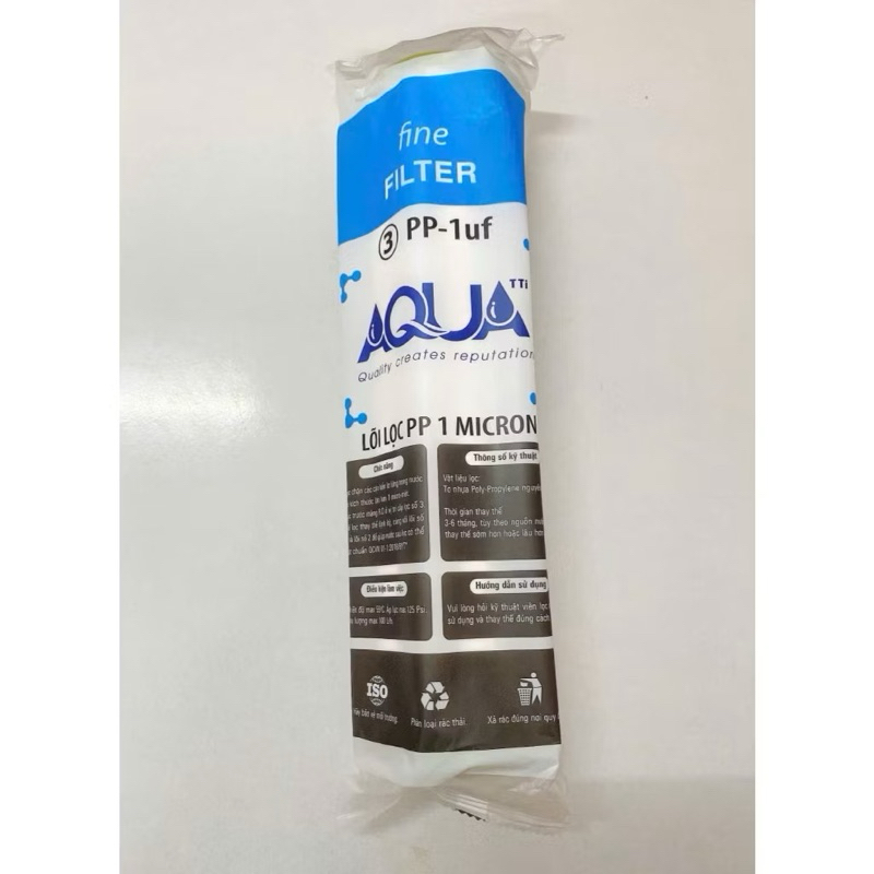 Aqua Lõi Số 3 Aqua PP-1uf Lắp Cho Cốc Lọc 10inch Của Máy Lọc RO Fine Filter 1 Micron