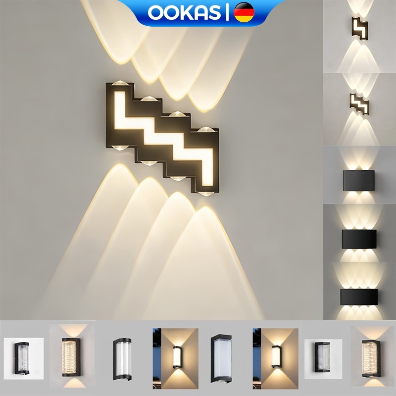 OOKAS Đèn treo tường đầu giường/đèn cầu thang/đèn phòng khách, thiết kế chống nước, bao gồm bóng đèn LED