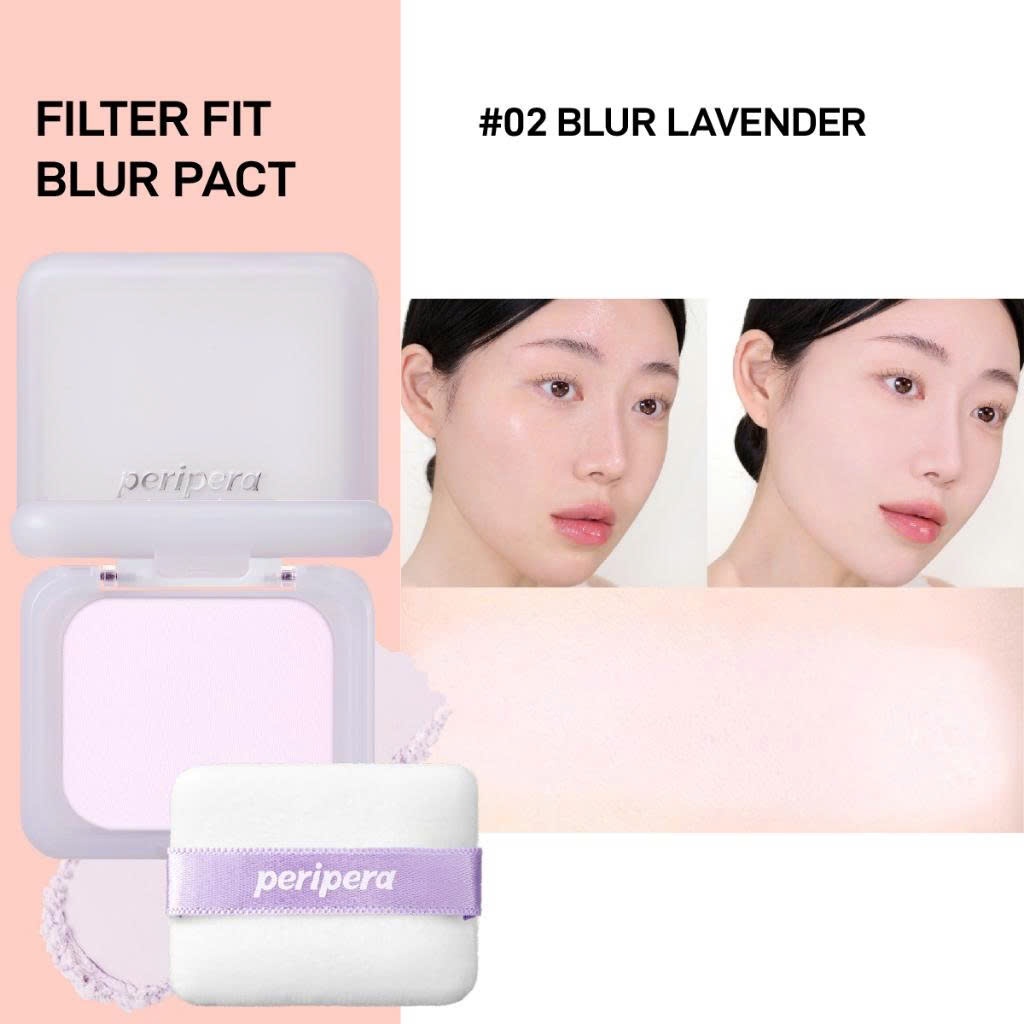 Phấn Phủ Nén Hiệu Chỉnh Màu Da Peripera FILTER FIT BLUR PACT Màu 02 Blur Lavender