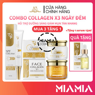  Combo Kem Face Đêm + Seurm + Chống Nắng Collagen X3 TN Nguyễn Huỳnh Như Mỹ Phẩm Đông Anh 