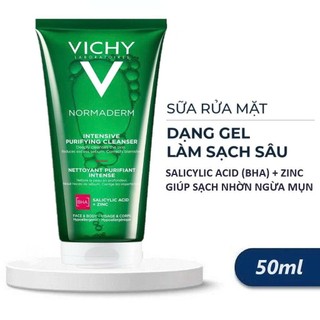 [ Gift ] Gel rửa mặt dành cho da dầu mụn Vichy Normaderm Phytosolution 50ml