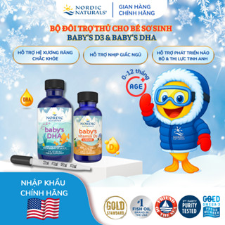  Combo Baby DHA & Vitamin D3 Nordic Naturals hỗ trợ phát triển toàn diện trí não & hệ xương răng cho bé sơ sinh 0-12M+ 