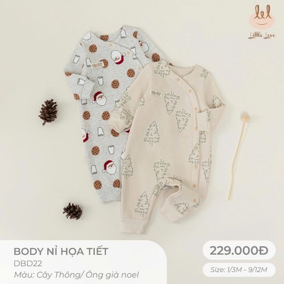 [BST NOEL 2025] Bộ body nỉ họa tiết dành cho bé LIL LITTLE LOVE (DBD22)