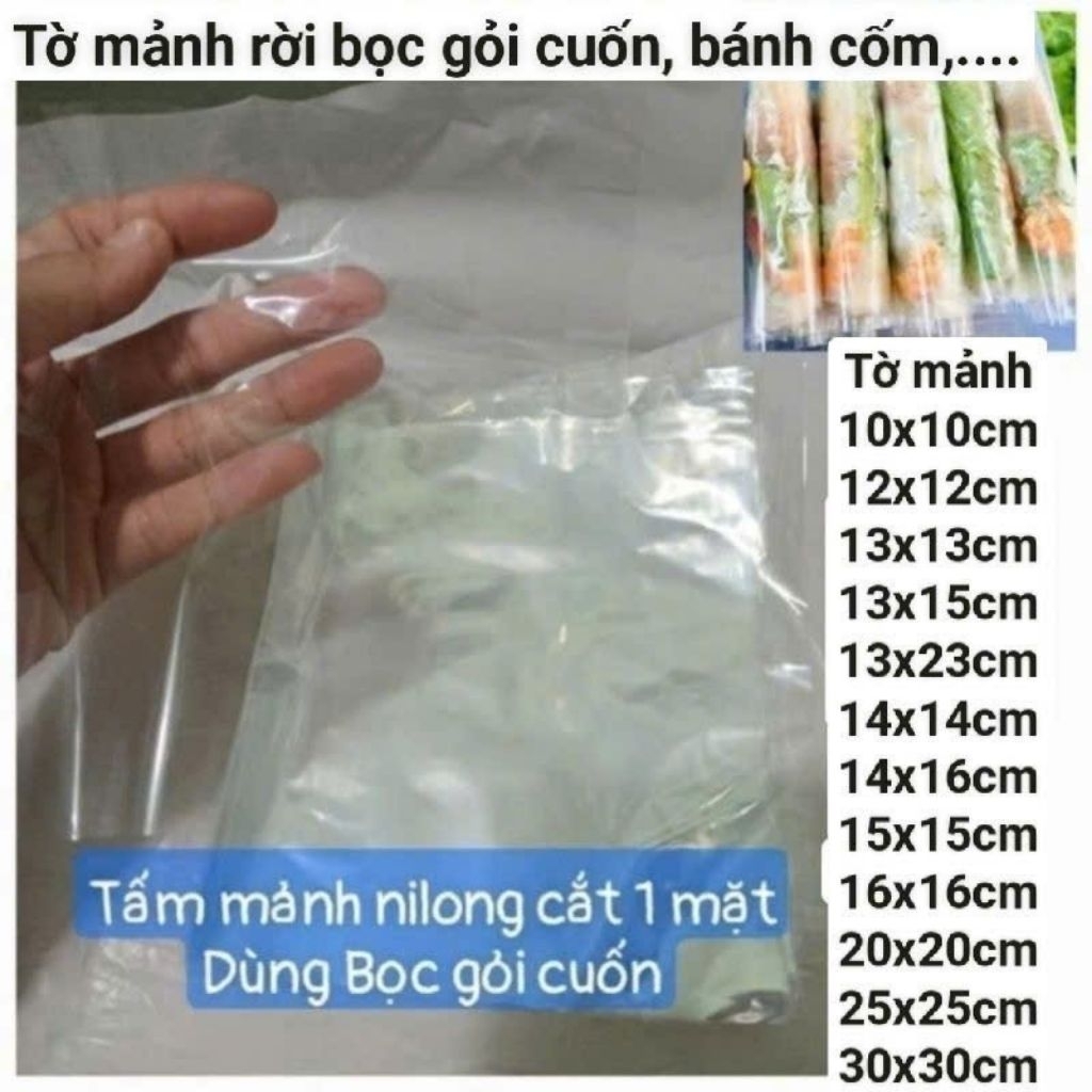 [0.5KG/1KG] Tờ Mảnh kiếng màng bọc gỏi cuốn, tấm nilong cắt rời mỏng trong suốt, gói bánh kẹo mứt nem..