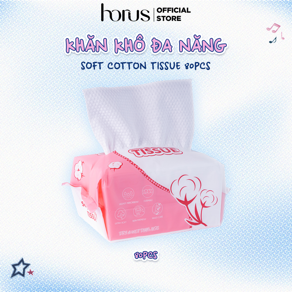 [HÀNG TẶNG KHÔNG BÁN] Horus Khăn khô đa năng Soft Cotton Tissue 80pcs